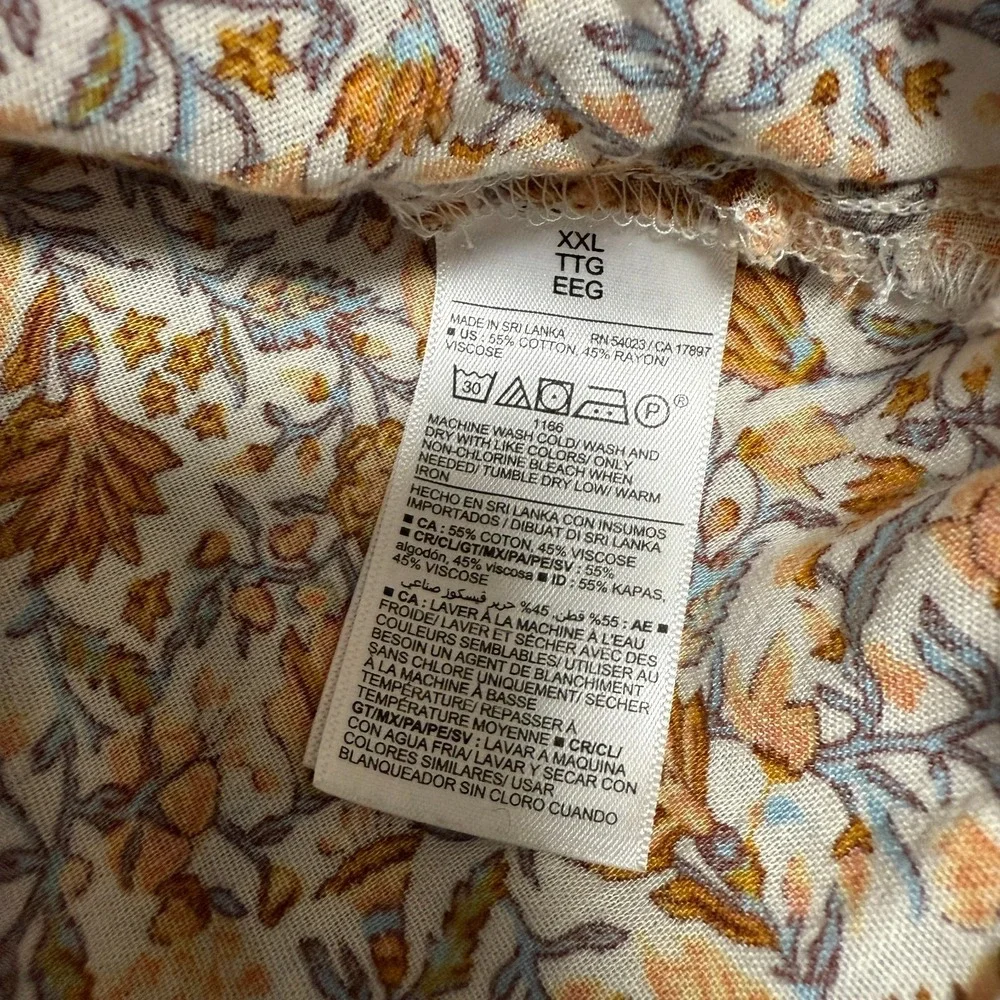 Old Navy Blouse Women Size XXL Cottagecore Square Neck Babydoll Puff Sleeve Boho
